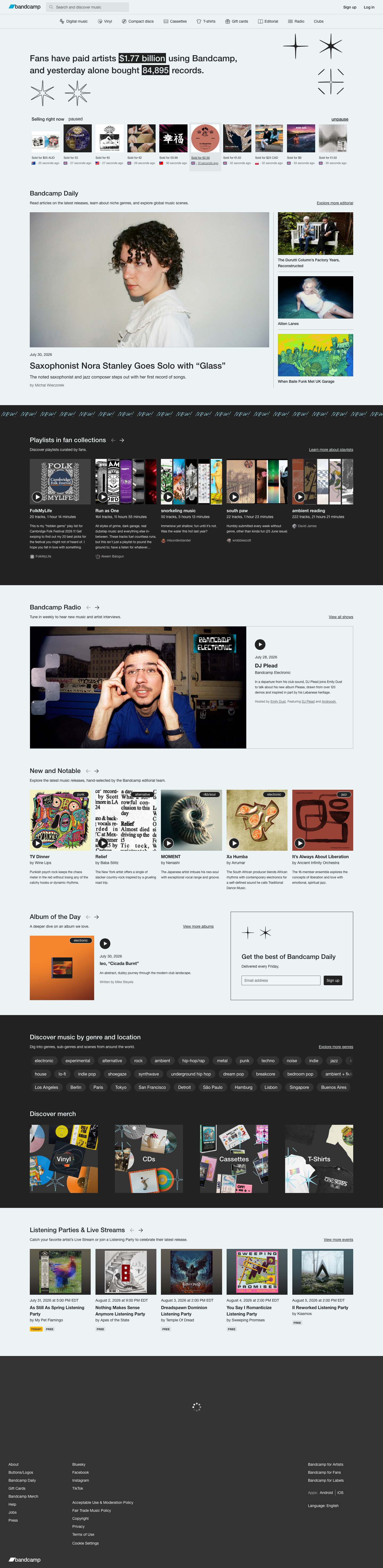 Bandcamp - mobile full page