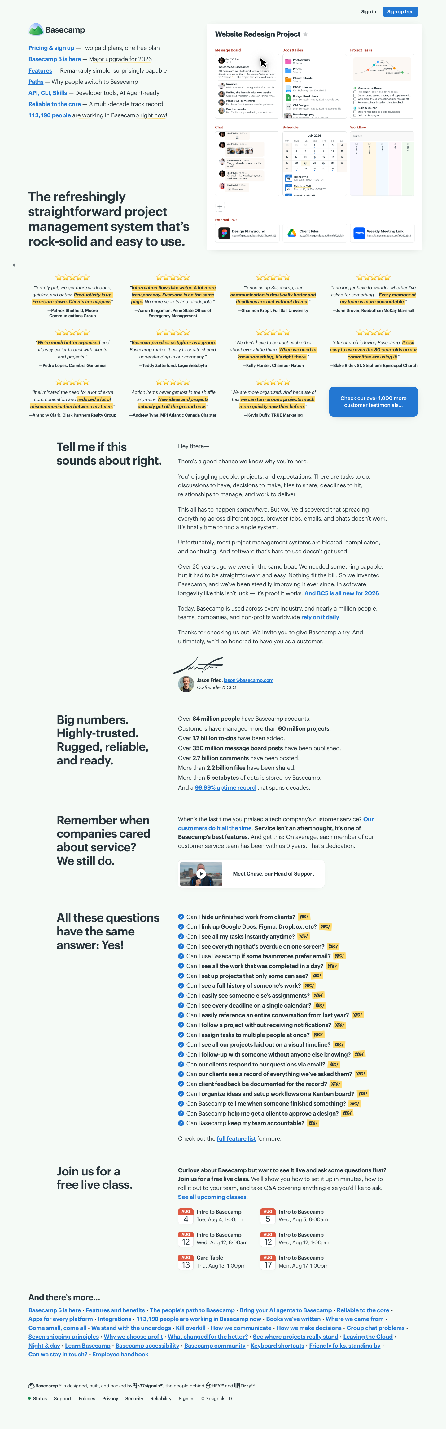 Basecamp - mobile full page