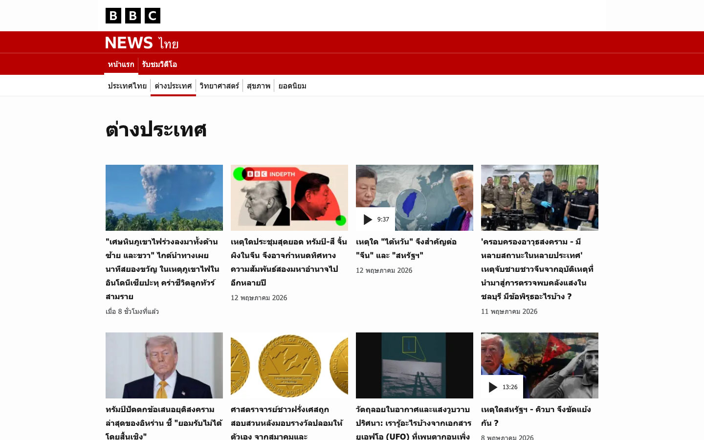 The page prioritizes delivering a high volume of news content with a clean, structured layout. Visual hierarchy is established through image size and placement, creating a sense of urgency and importance. Typography is clear and functional, supporting readability. · news website, media design, editorial layout, clean design, bbc homepage, news portal, article grid, minimalist news, information architecture