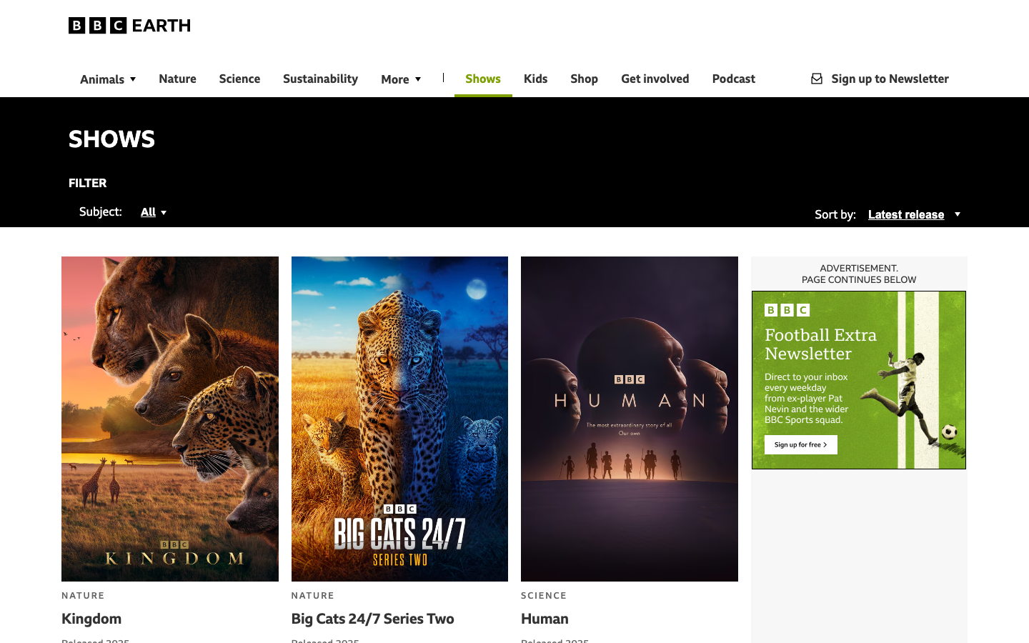 The page uses a large, immersive photograph to immediately establish the subject matter. Minimal text overlays provide context, prioritizing visual impact and a sense of documentary storytelling. The overall feel is authoritative and informative. · nature documentary, bbc earth, polar bears, wildlife photography, environmental media, nature film, animal portrait, arctic wildlife