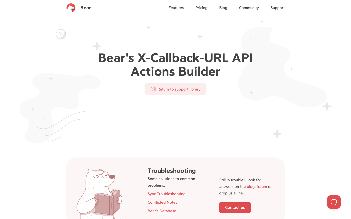 The page prioritizes a clean, functional aesthetic with a focus on clarity. The muted color palette and ample whitespace create a sense of calm, while the prominent call to action and clear navigation emphasize usability. · markdown notes, note-taking app, minimalist notes, developer notes, productivity app, bear app, clean interface, note-taking