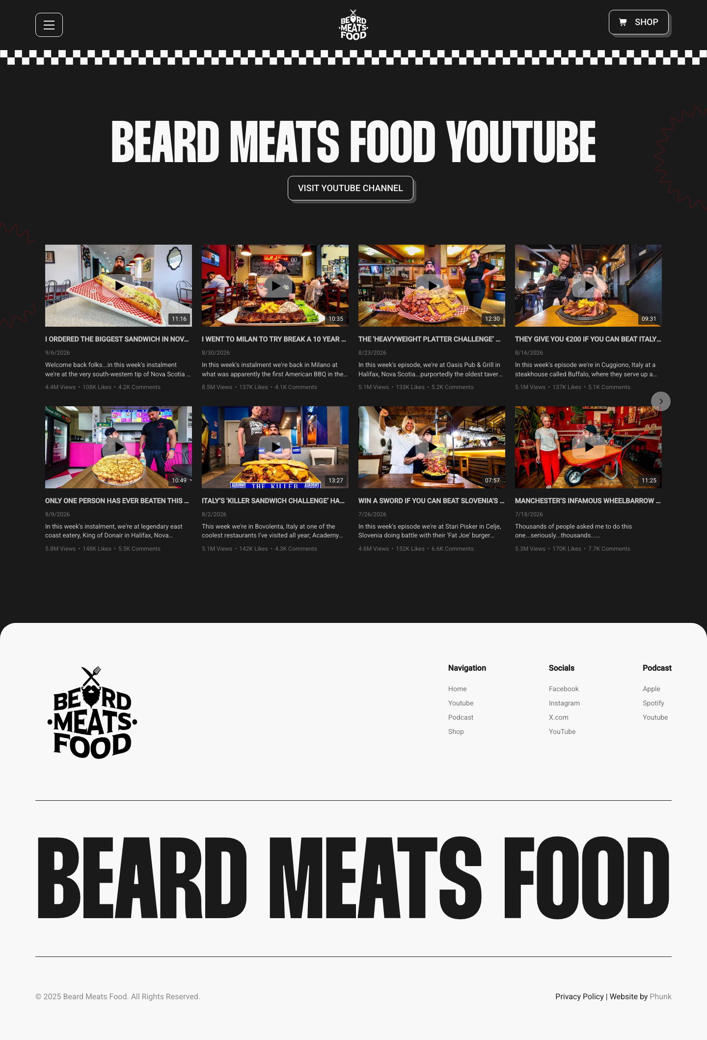 Beard Meats Food · Youtube - full page scroll