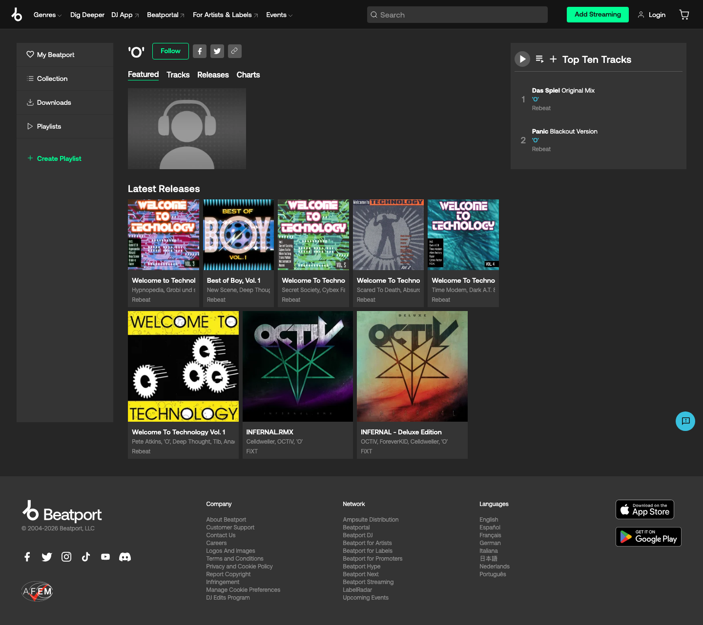 Beatport - full page scroll