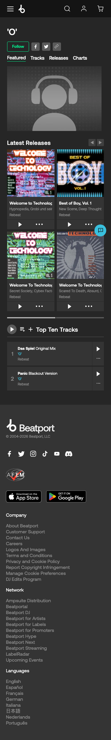 Beatport - mobile full page