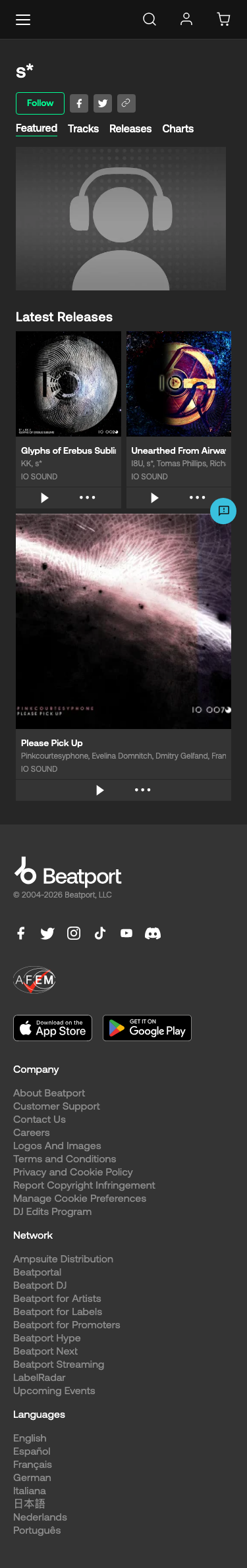 Beatport - mobile full page