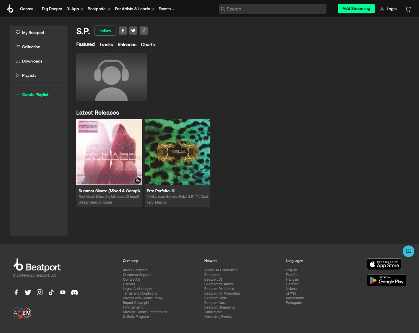 Beatport - full page scroll