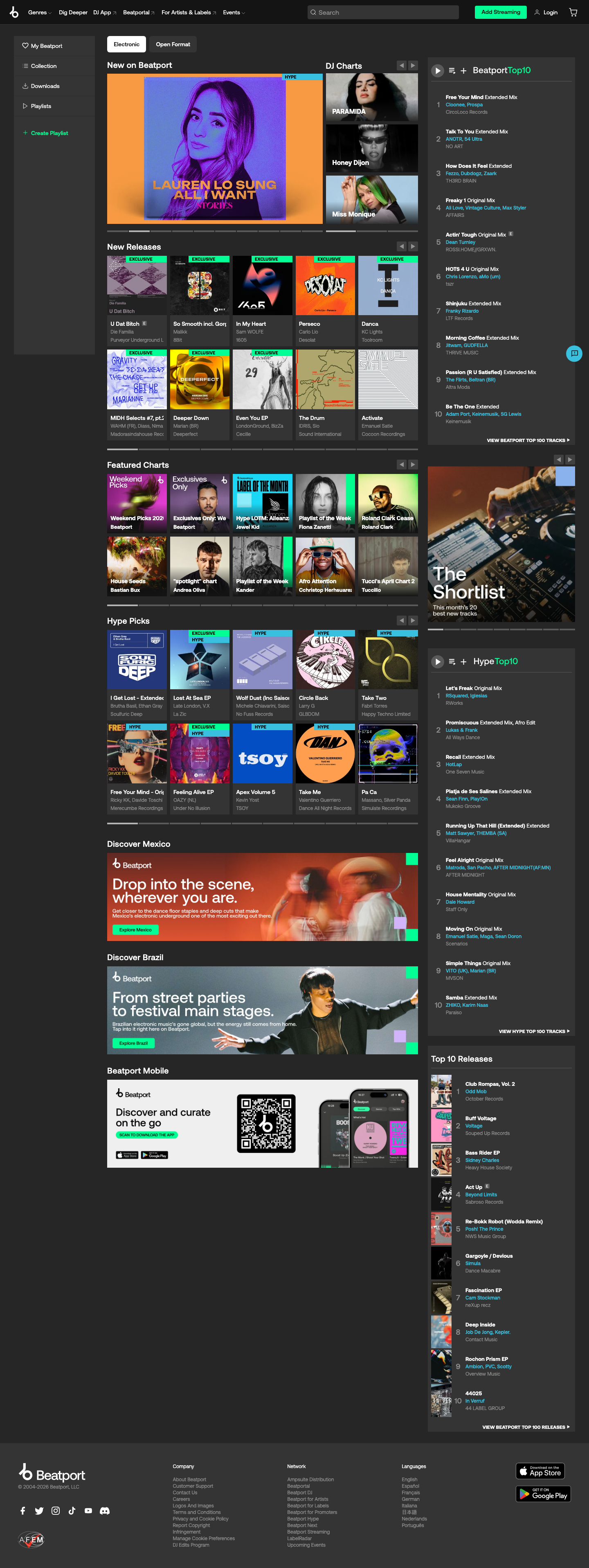 Beatport - full page scroll