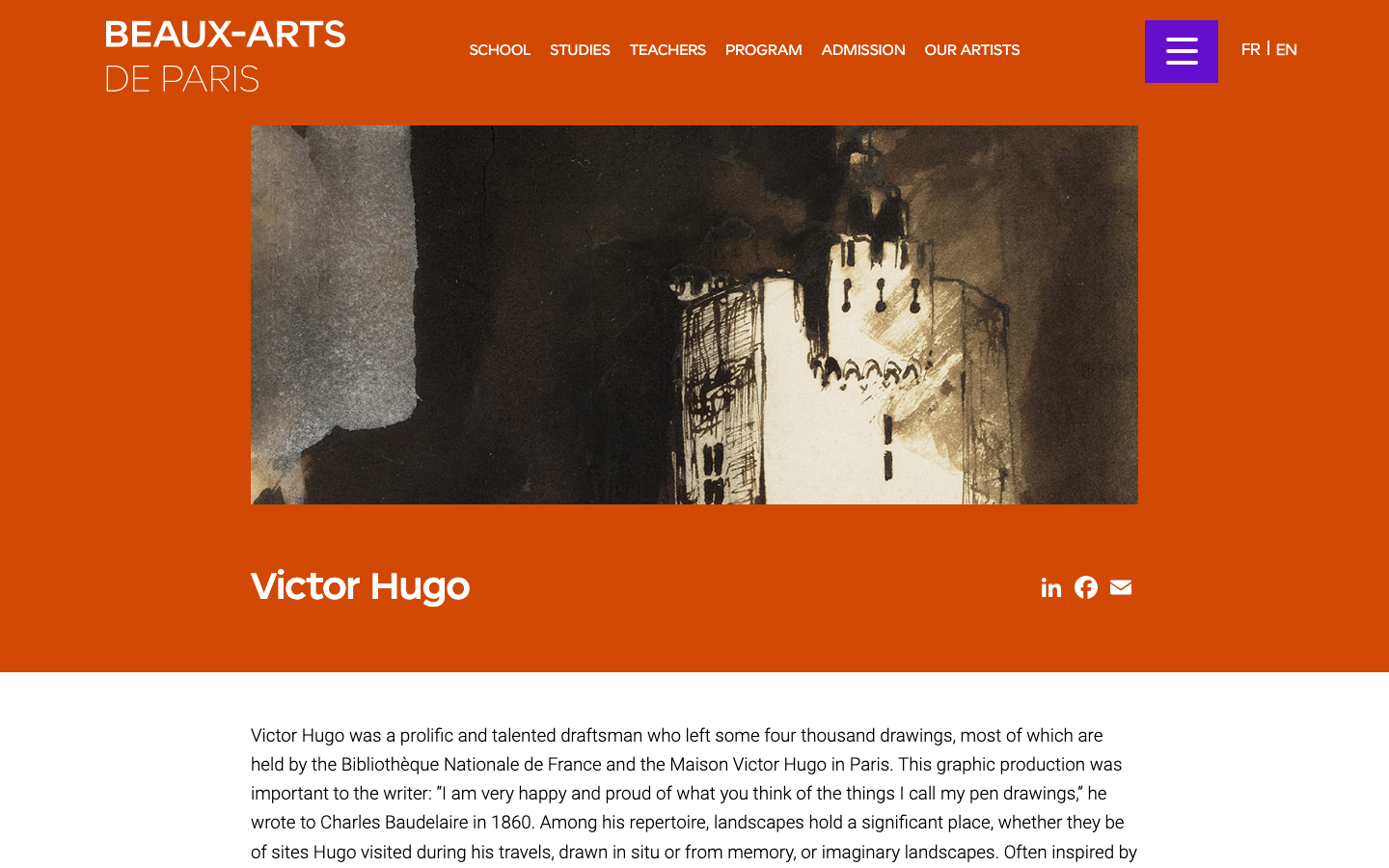 The page presents a stark visual contrast with two large, black and white photographic images dominating the layout. The typography is minimal, with the logo subtly placed. The overall impression is one of artistic seriousness and a focus on visual impact. · art school website, photography portfolio, minimalist design, black and white photography, editorial website, creative agency, fine art, beaux arts, paris art school, visual arts