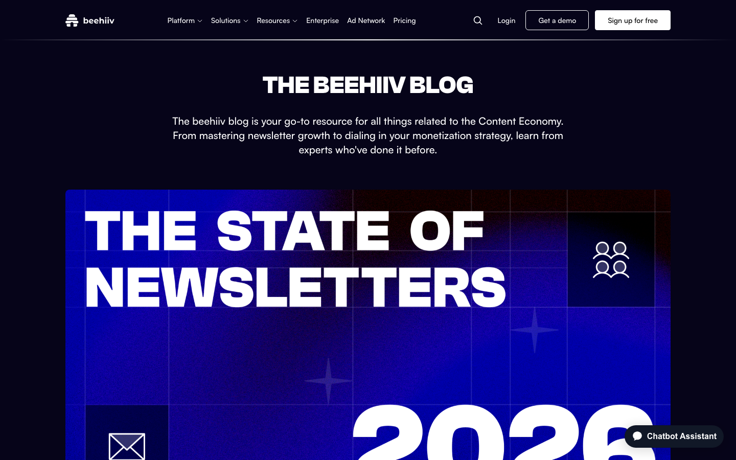 The design prioritizes clarity and functionality with a dark color palette and ample negative space. Typography is clean and assertive, emphasizing key messaging and calls to action. Visual hierarchy is established through size and weight. · newsletter platform, saas dark theme, marketing tools, email marketing, web design, productivity, creator tools, dark ui, tech website