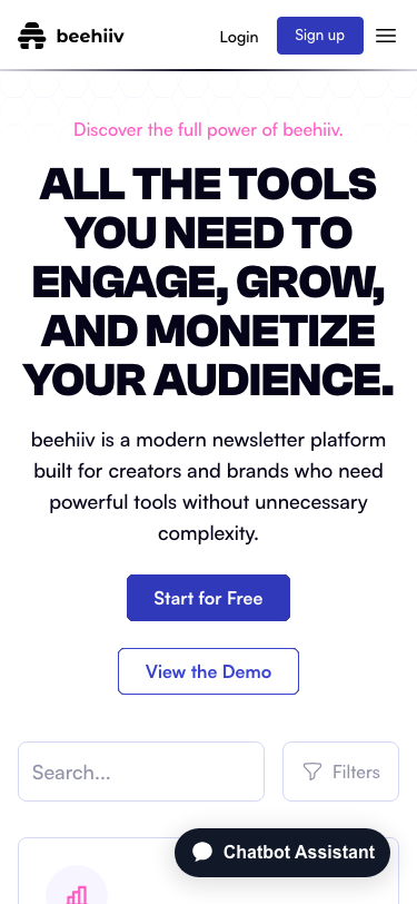 Beehiiv — Features - mobile