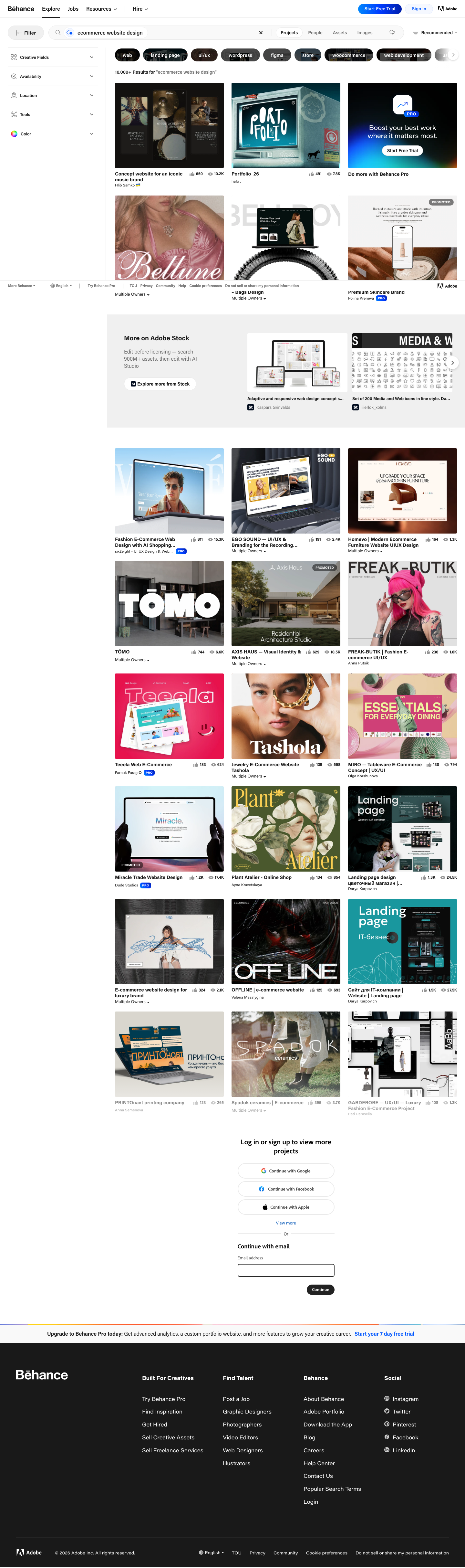 Behance - full page scroll