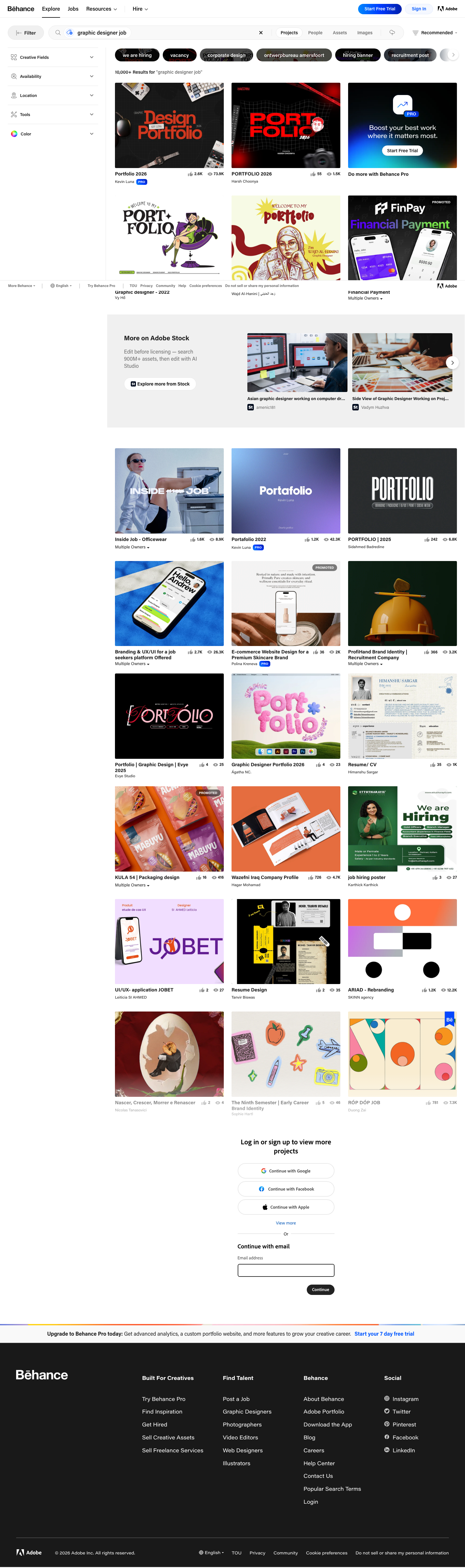 Behance - full page scroll