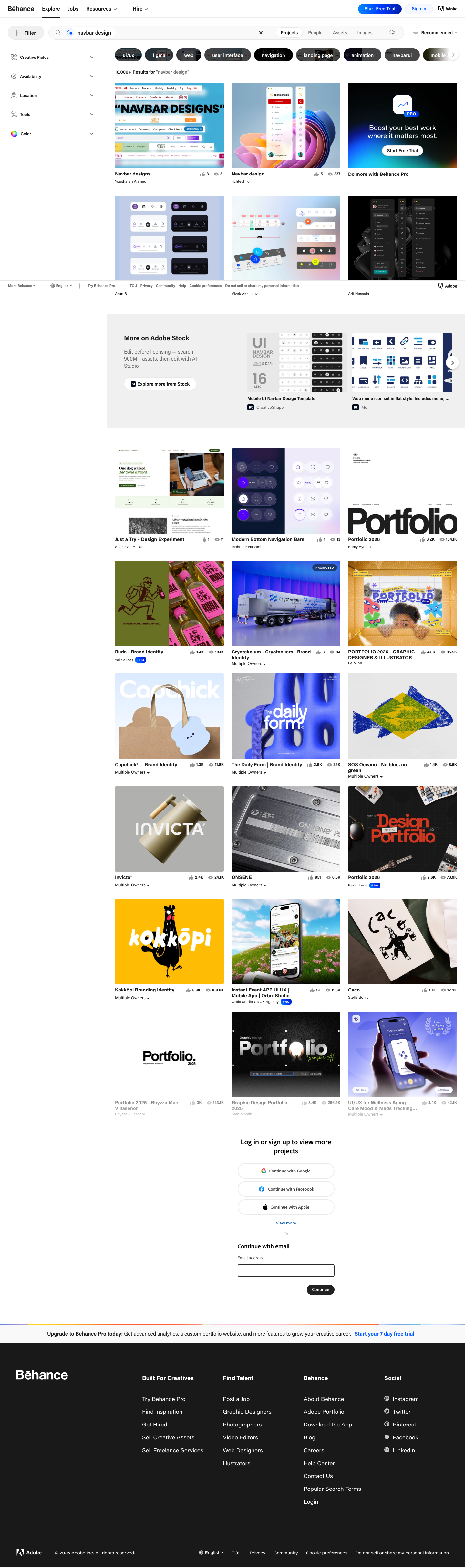 Behance - full page scroll