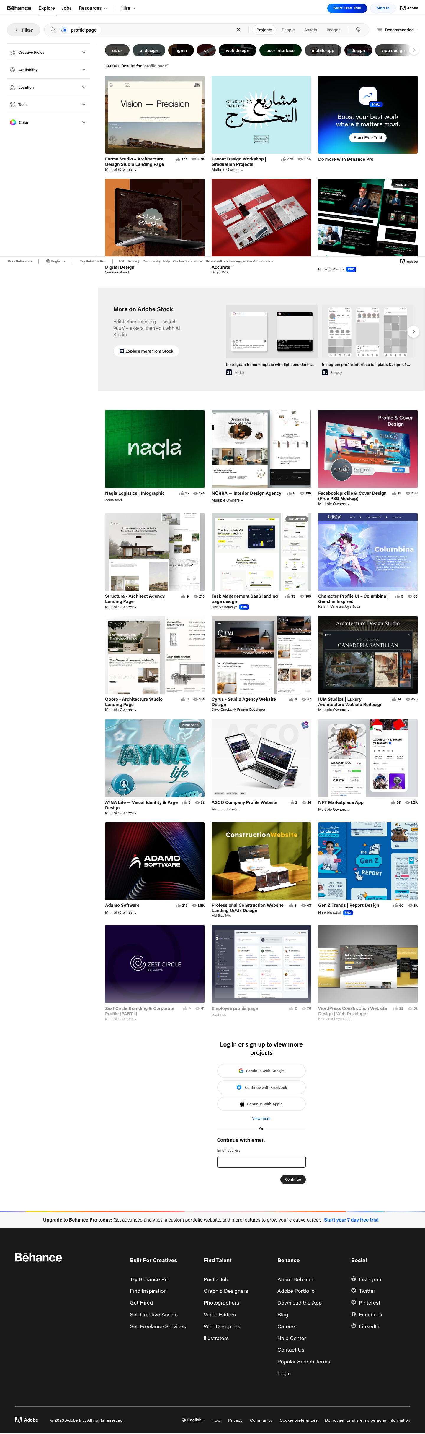 Behance - full page scroll