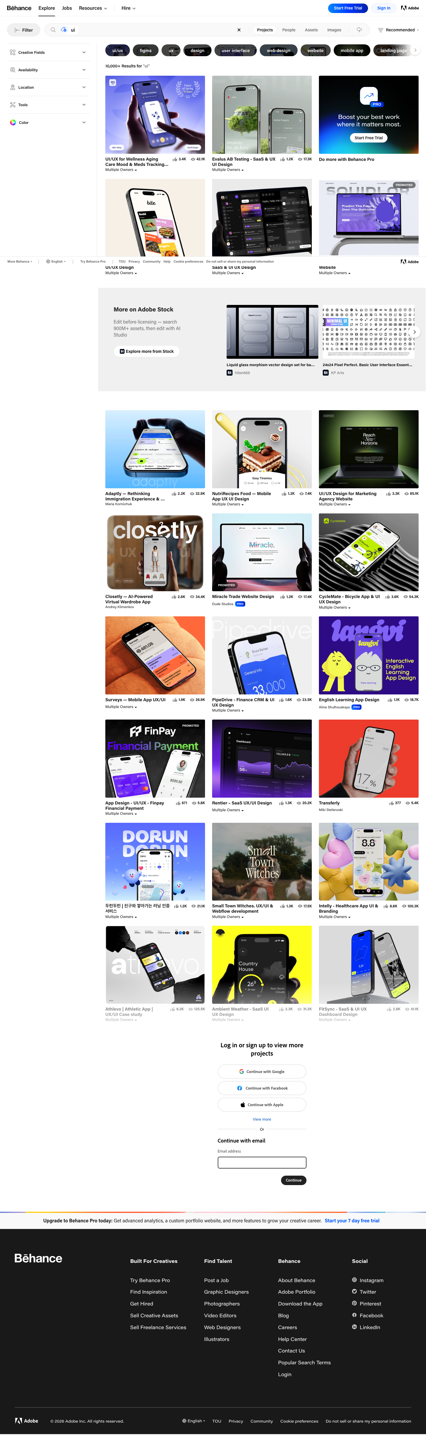 Behance - full page scroll