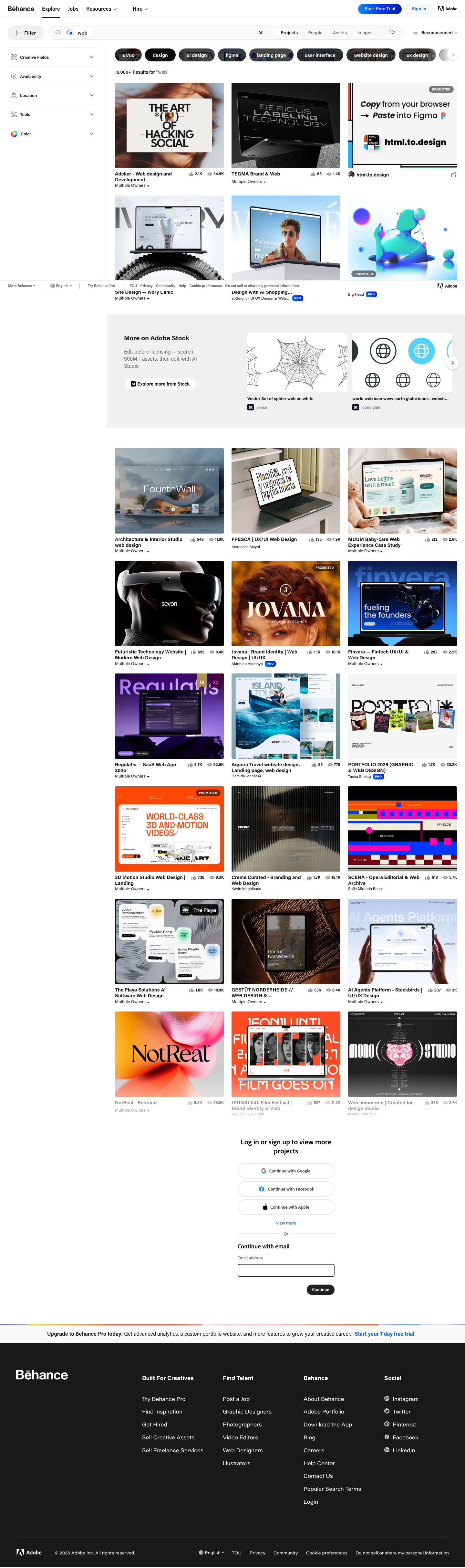 Behance - full page scroll