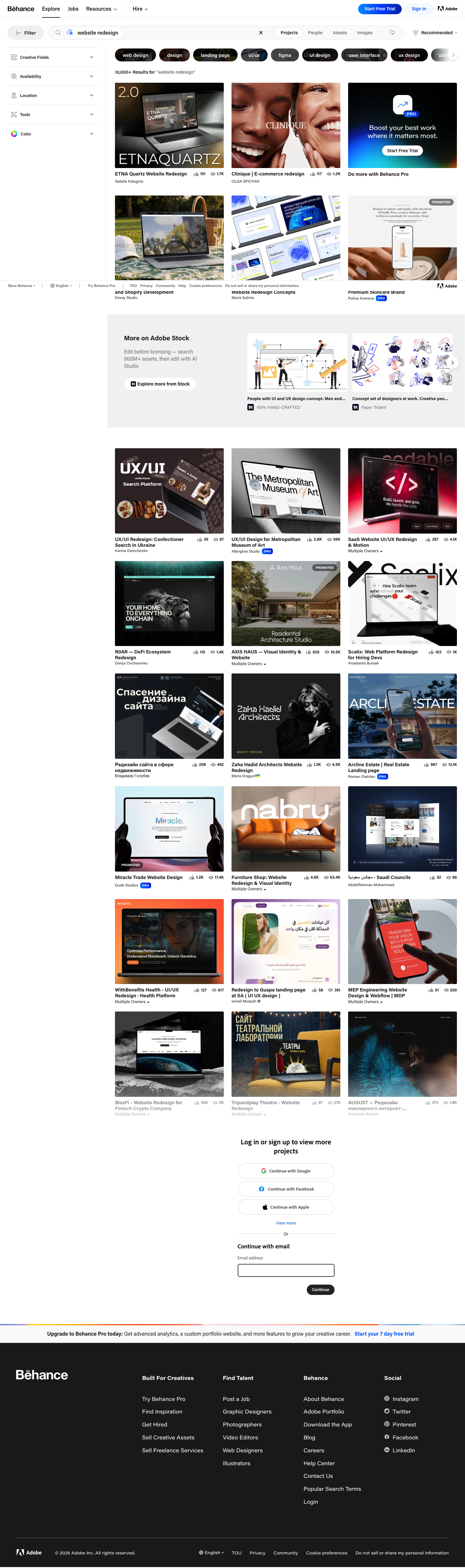 Behance - full page scroll