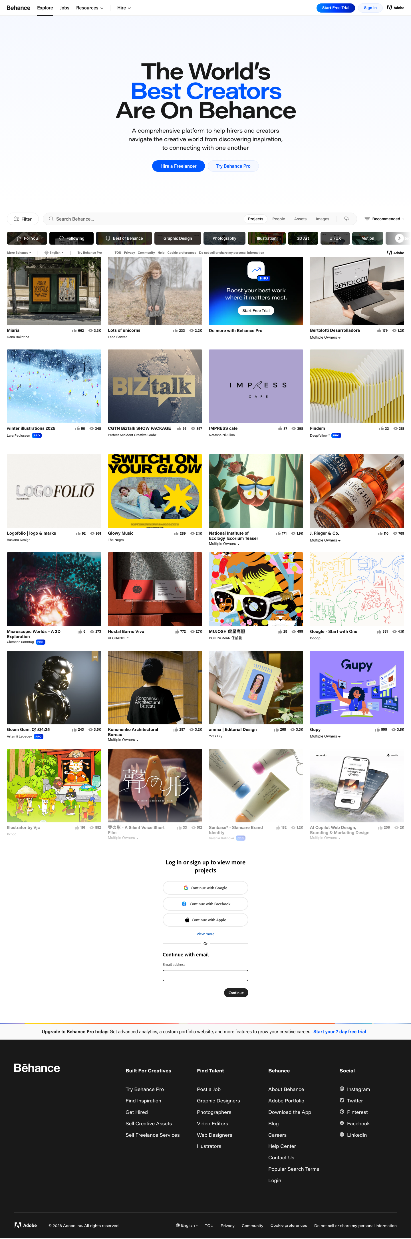 Behance - full page scroll