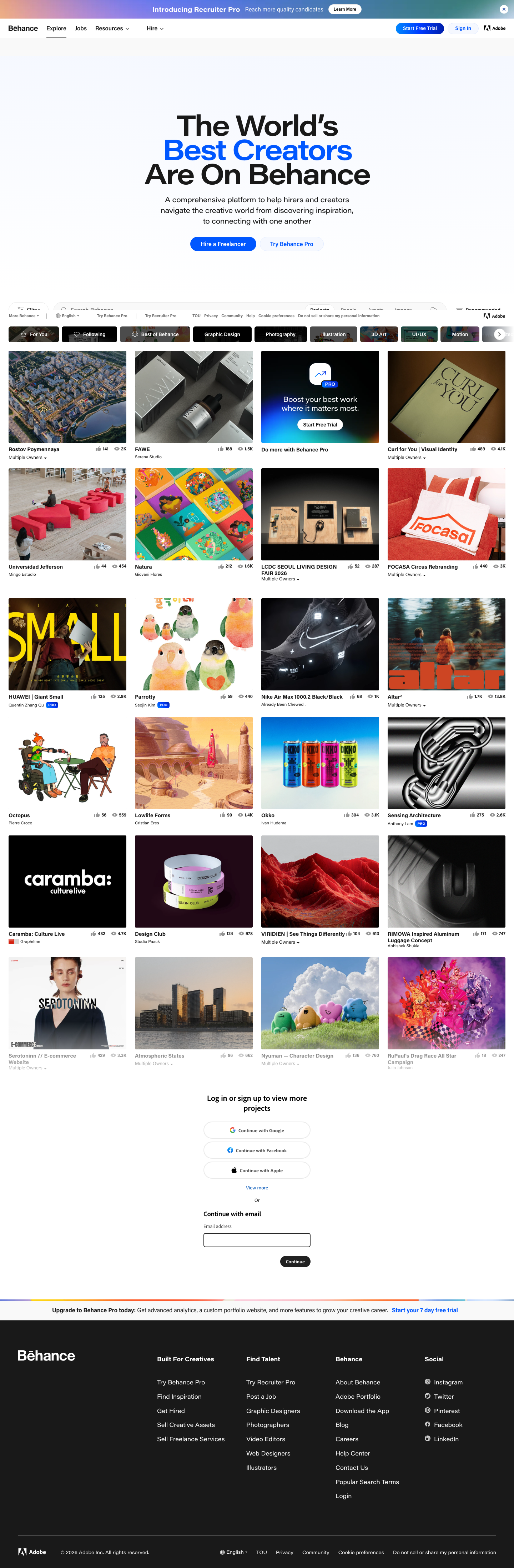 Behance - mobile full page