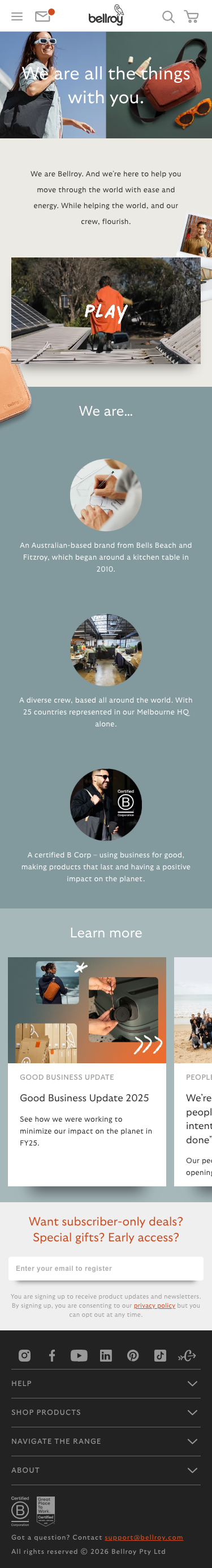 Bellroy - mobile full page