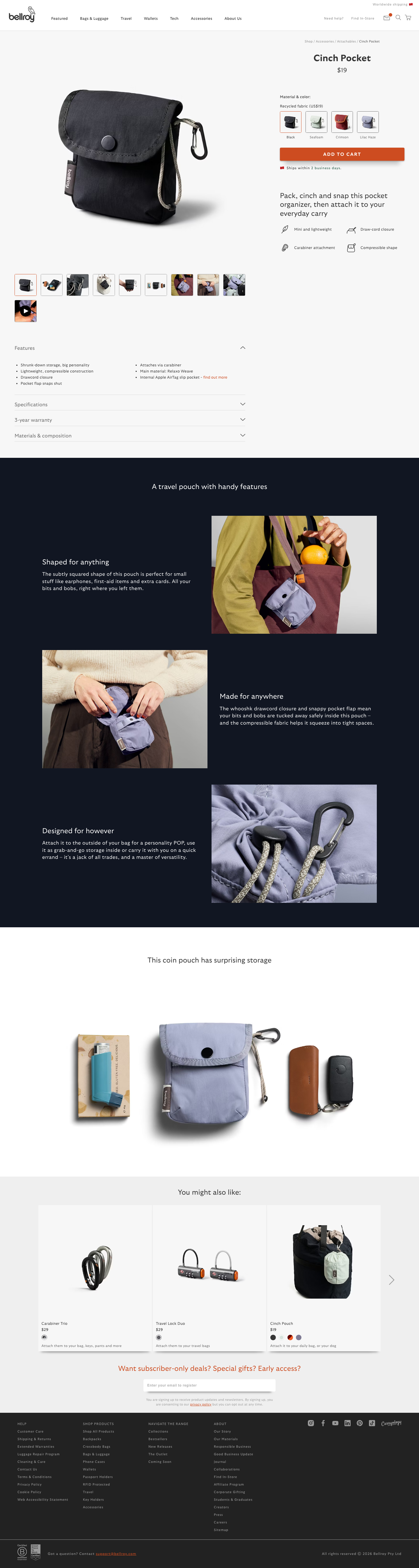 Bellroy - full page scroll