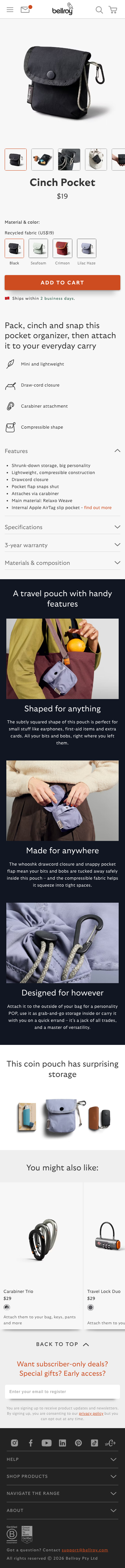 Bellroy - mobile full page
