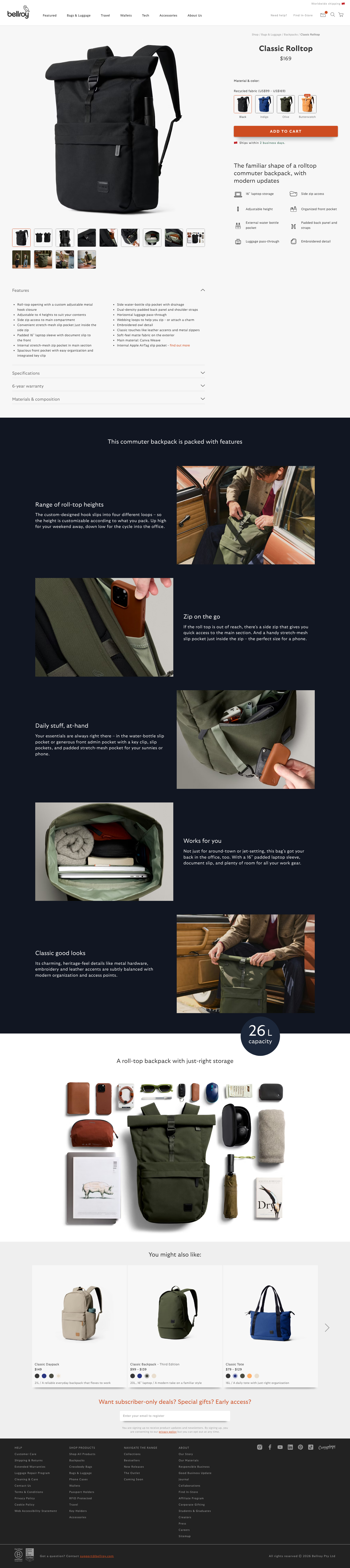 Bellroy - full page scroll