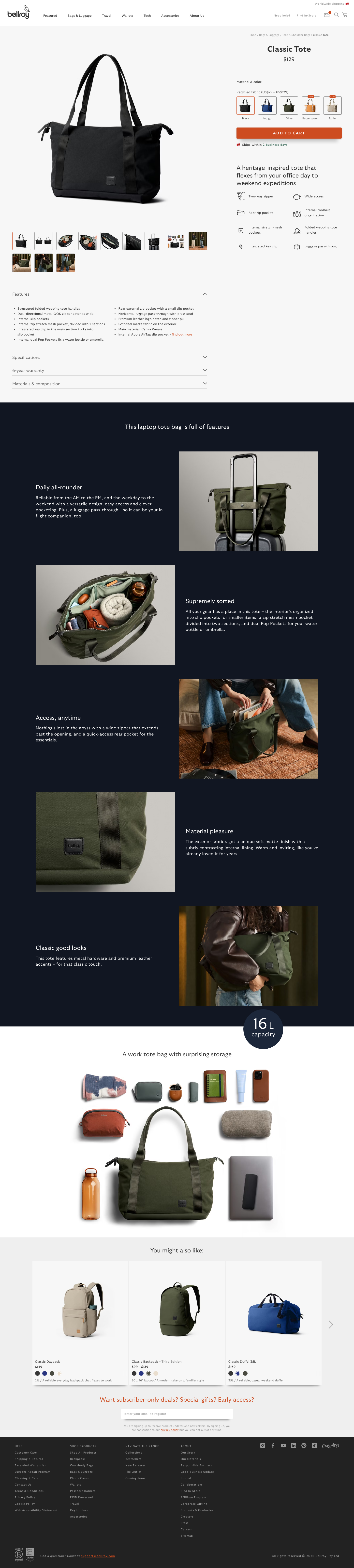 Bellroy - full page scroll