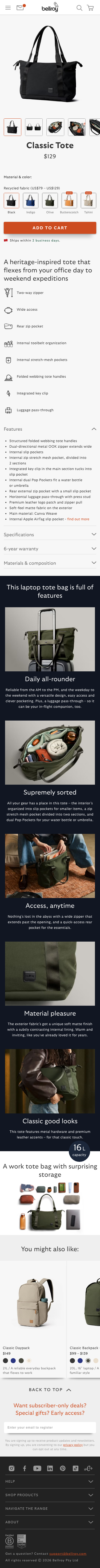 Bellroy - mobile full page