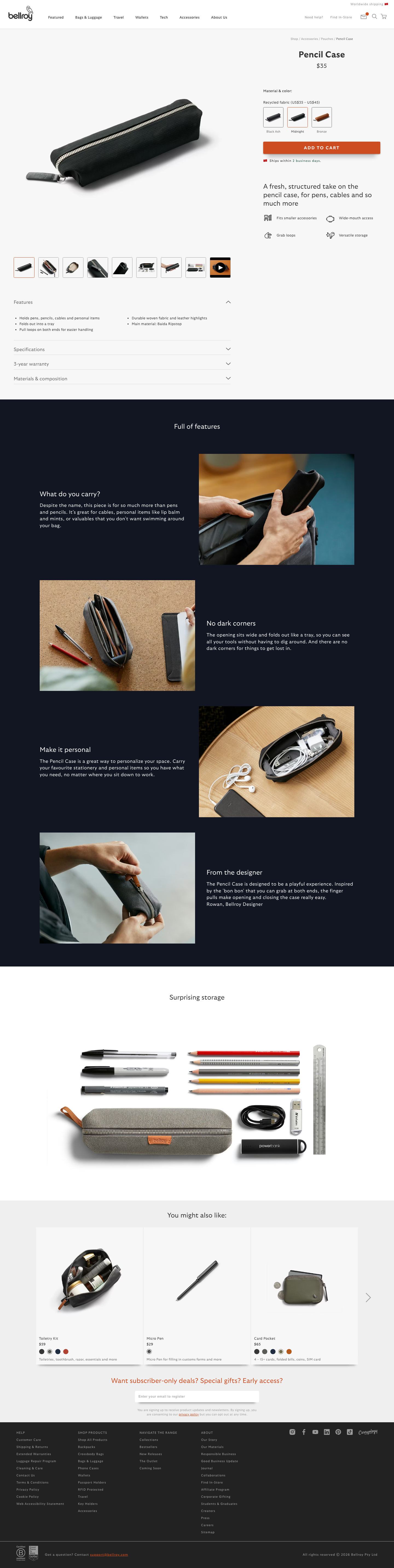 Bellroy - full page scroll
