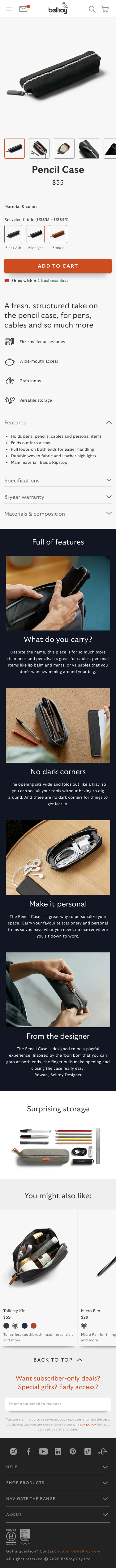 Bellroy - mobile full page