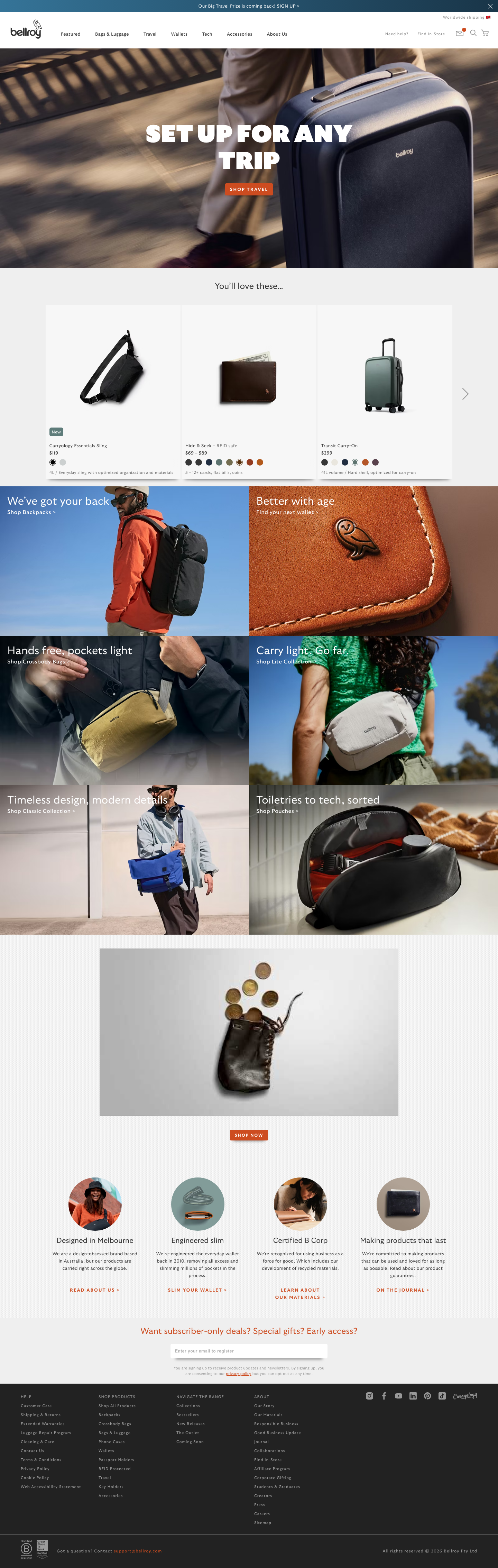 Bellroy - full page scroll