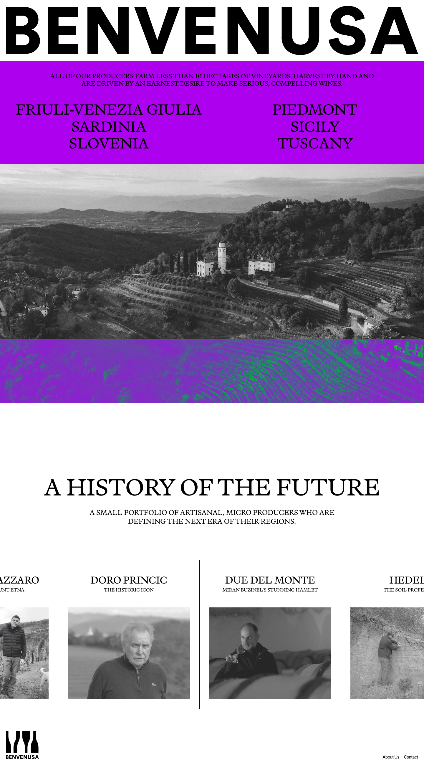 Benvenusa Italian Wines - full page scroll