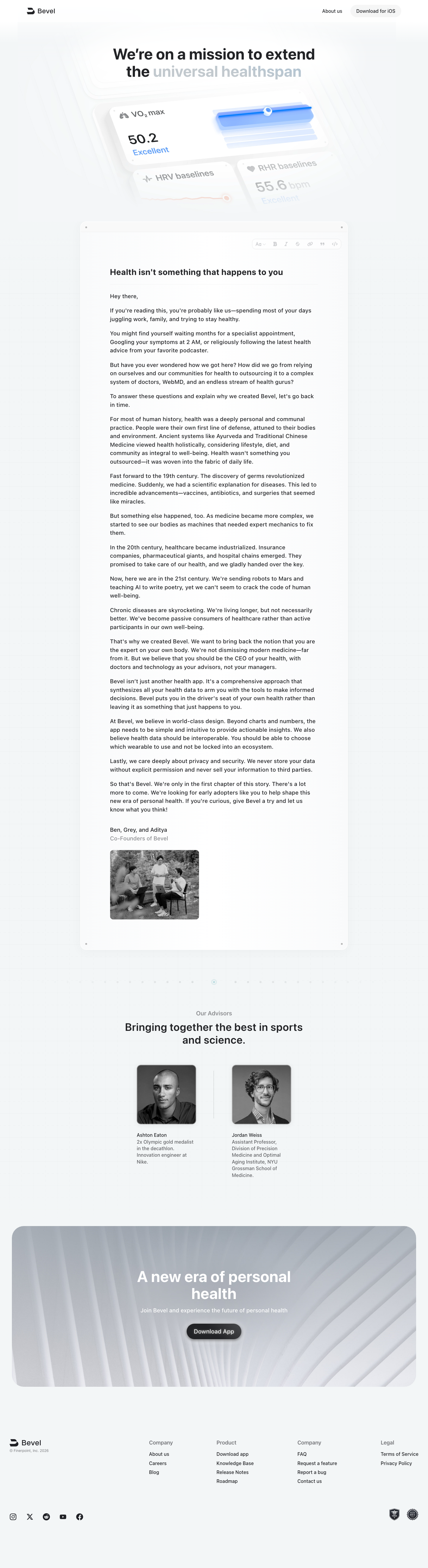 Bevel · About - full page scroll