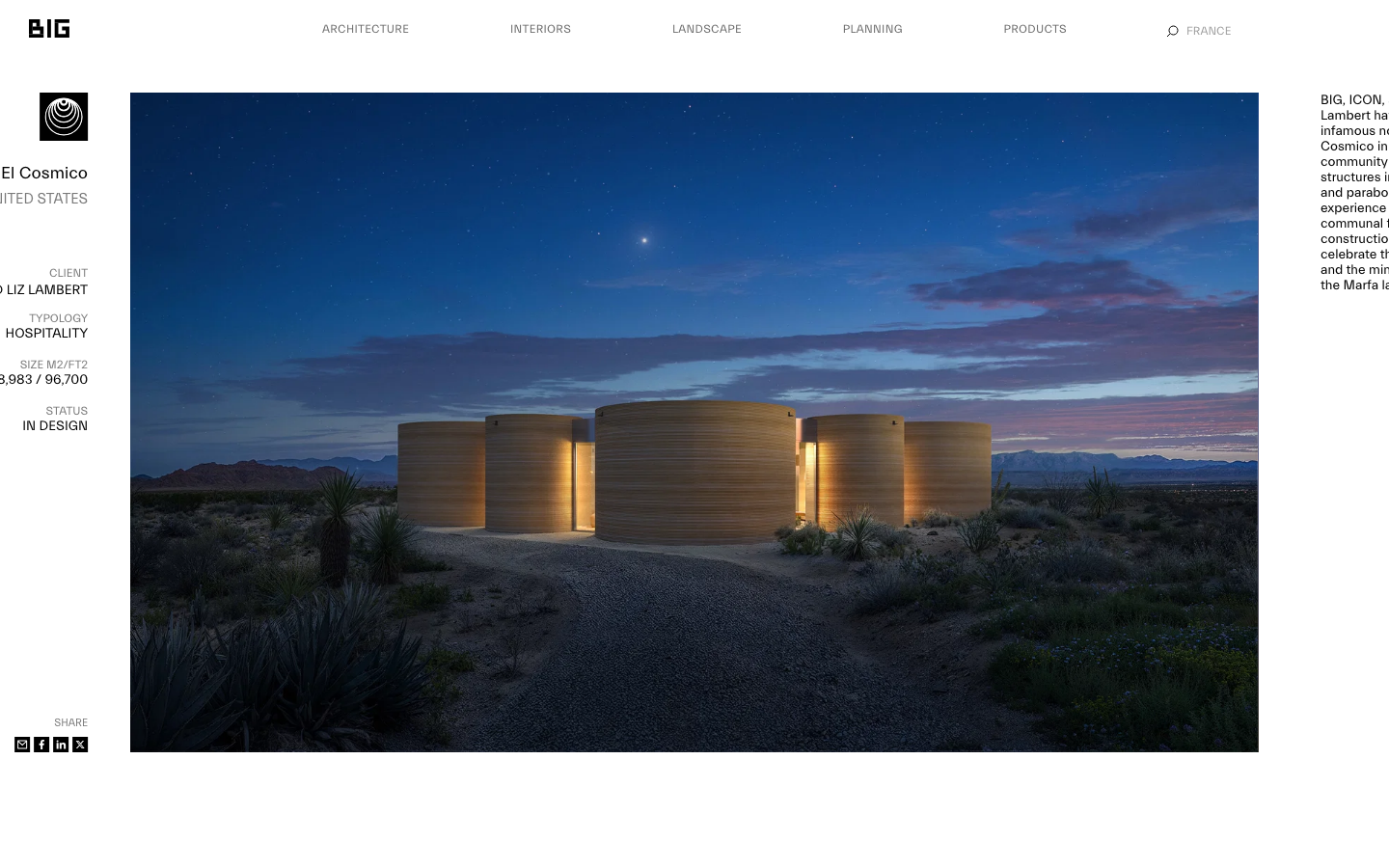 The layout prioritizes large-scale imagery, presenting projects as distinct visual entities. Clean typography and ample white space contribute to a sense of refined presentation, emphasizing the work itself. · architectural portfolio, minimalist agency, split screen design, large format images, clean layout, modern architecture, studio website, big dk, portfolio showcase, editorial design