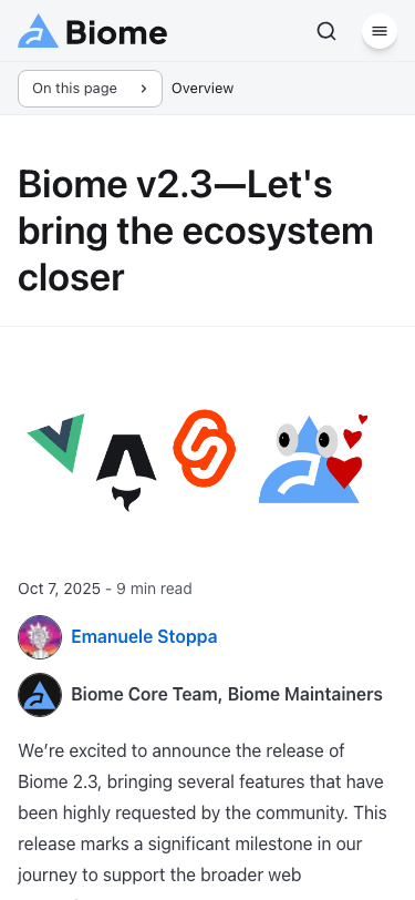 Biomejs — Blog - mobile