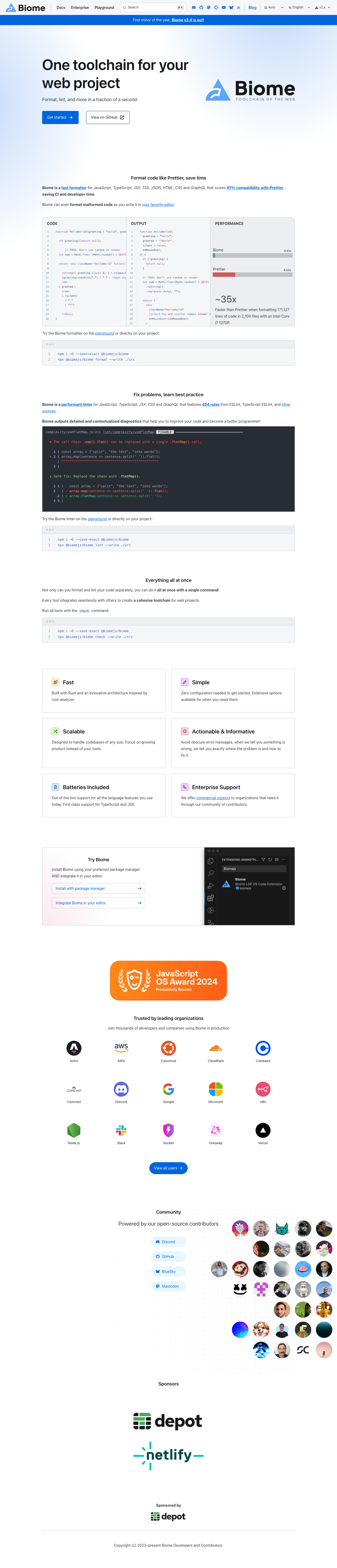 Biomejs - full page scroll