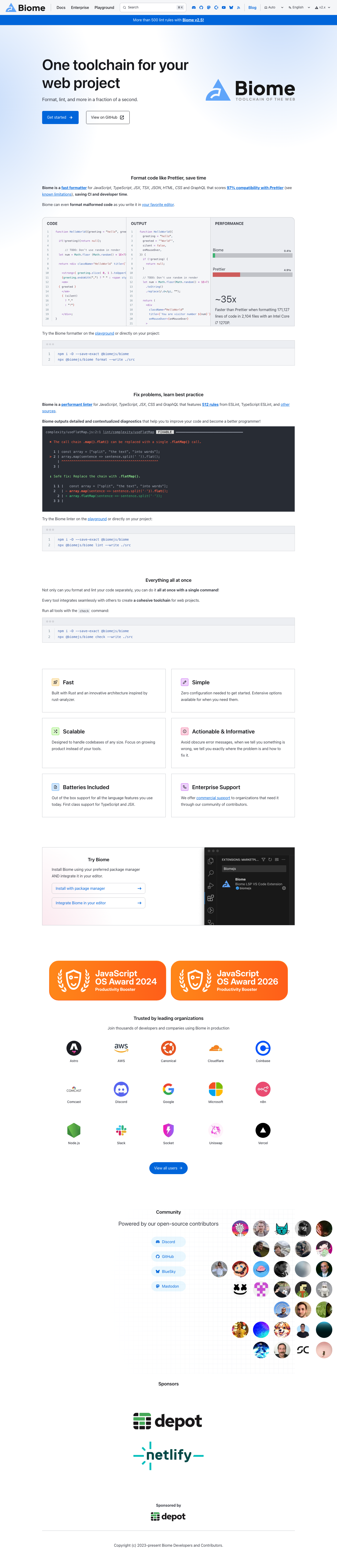 Biomejs - mobile full page