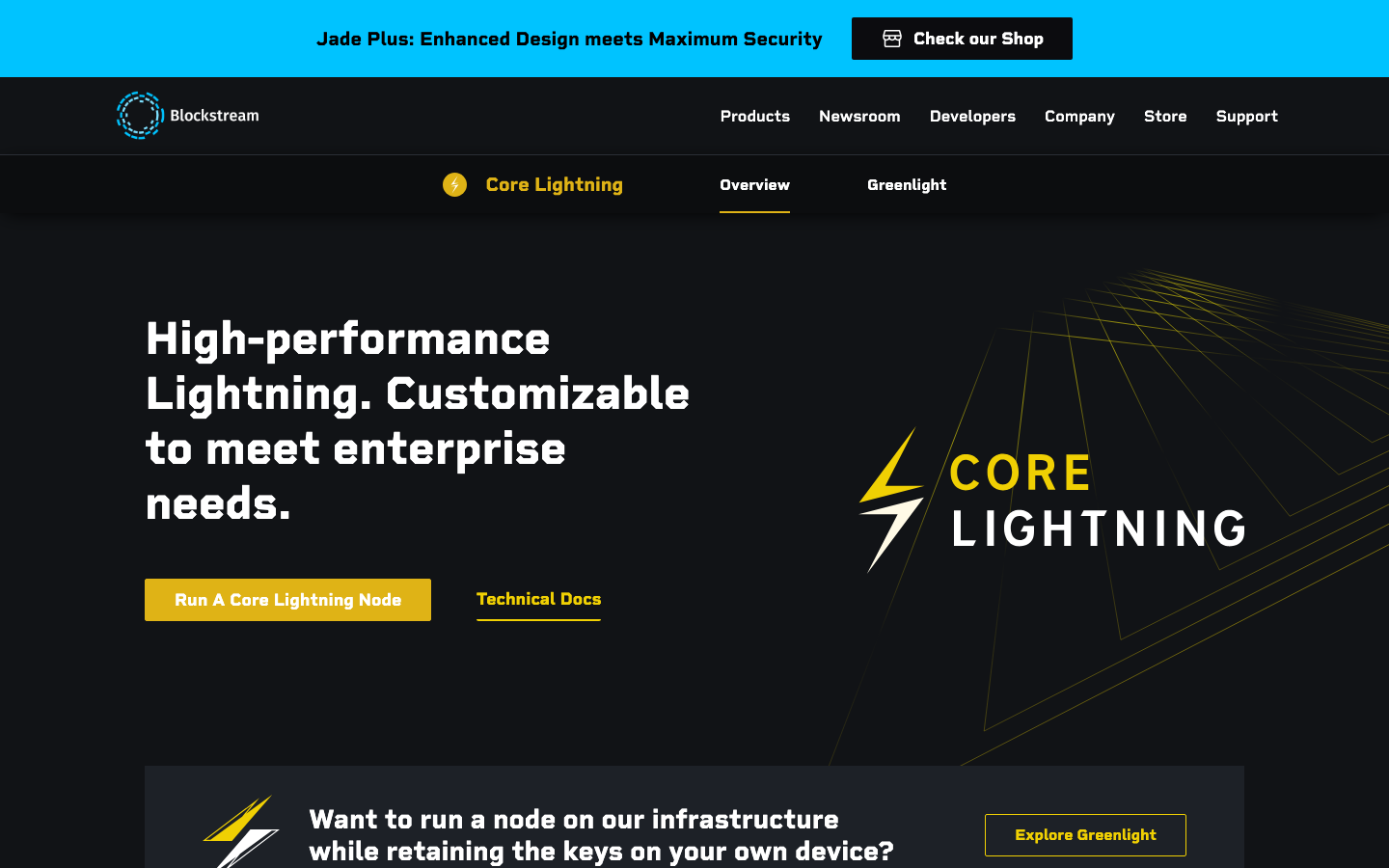 The design prioritizes a clean, dark aesthetic with a focus on showcasing the product's interface. Bold typography and contrasting elements create a sense of technical precision and modern functionality.   ·  dark fintech, blockchain app, crypto wallet, technical website, minimal dark, saas product, cryptocurrency design, blockstream ui, mobile app showcase, modern fintech