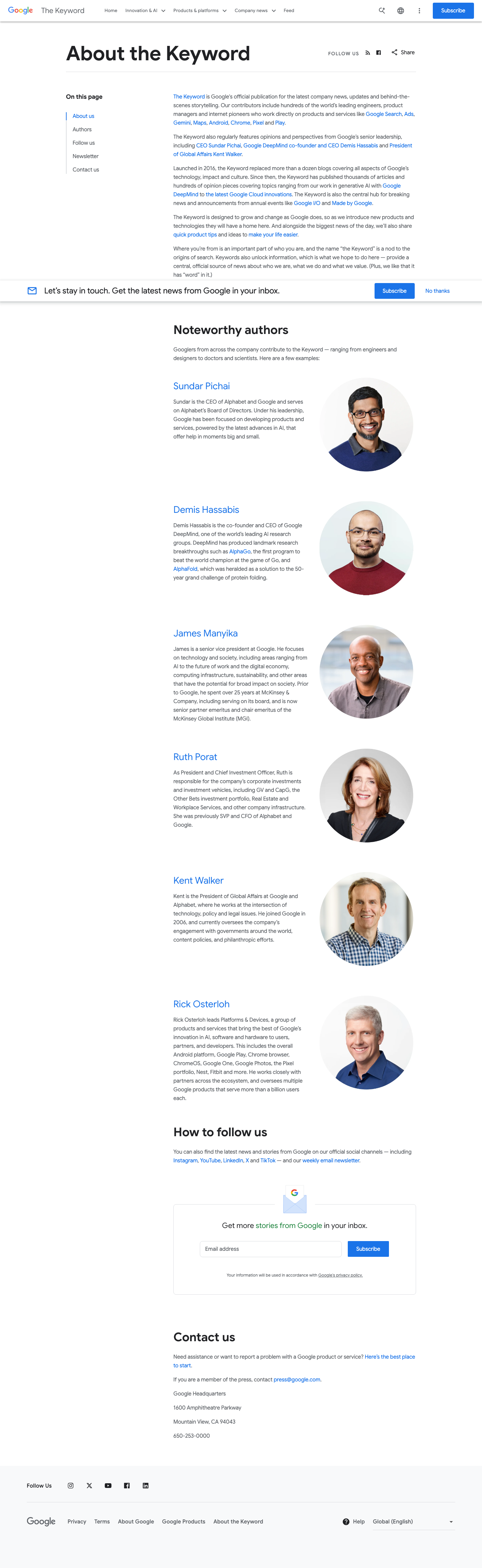 Blog Google — About - full page scroll