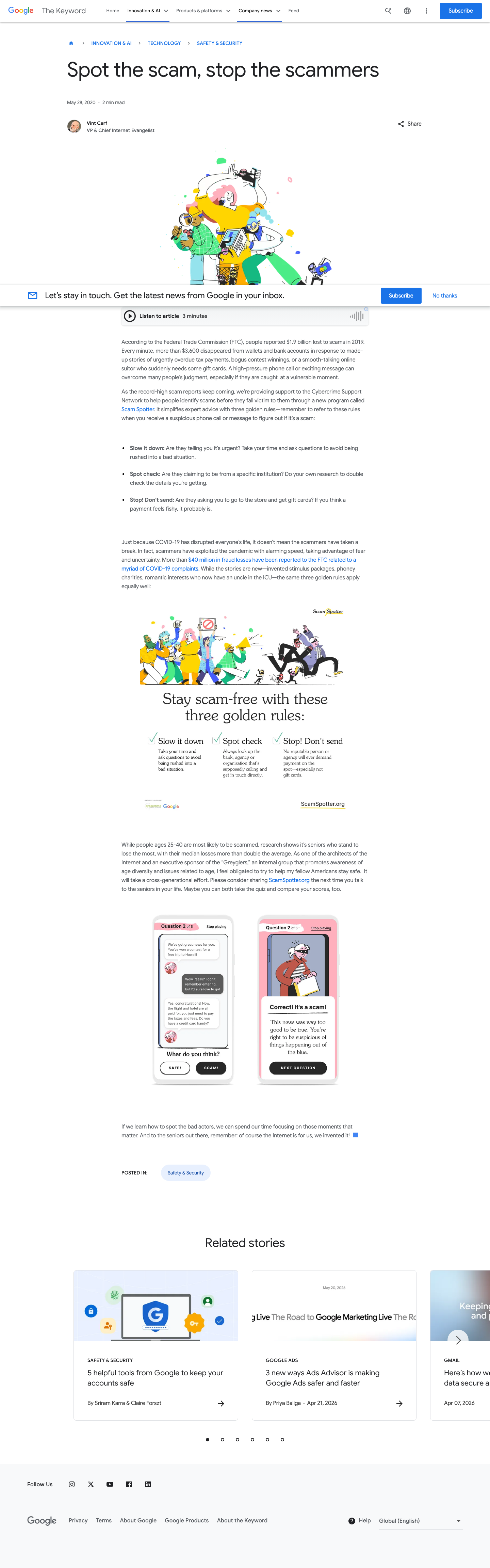 Blog Google - full page scroll