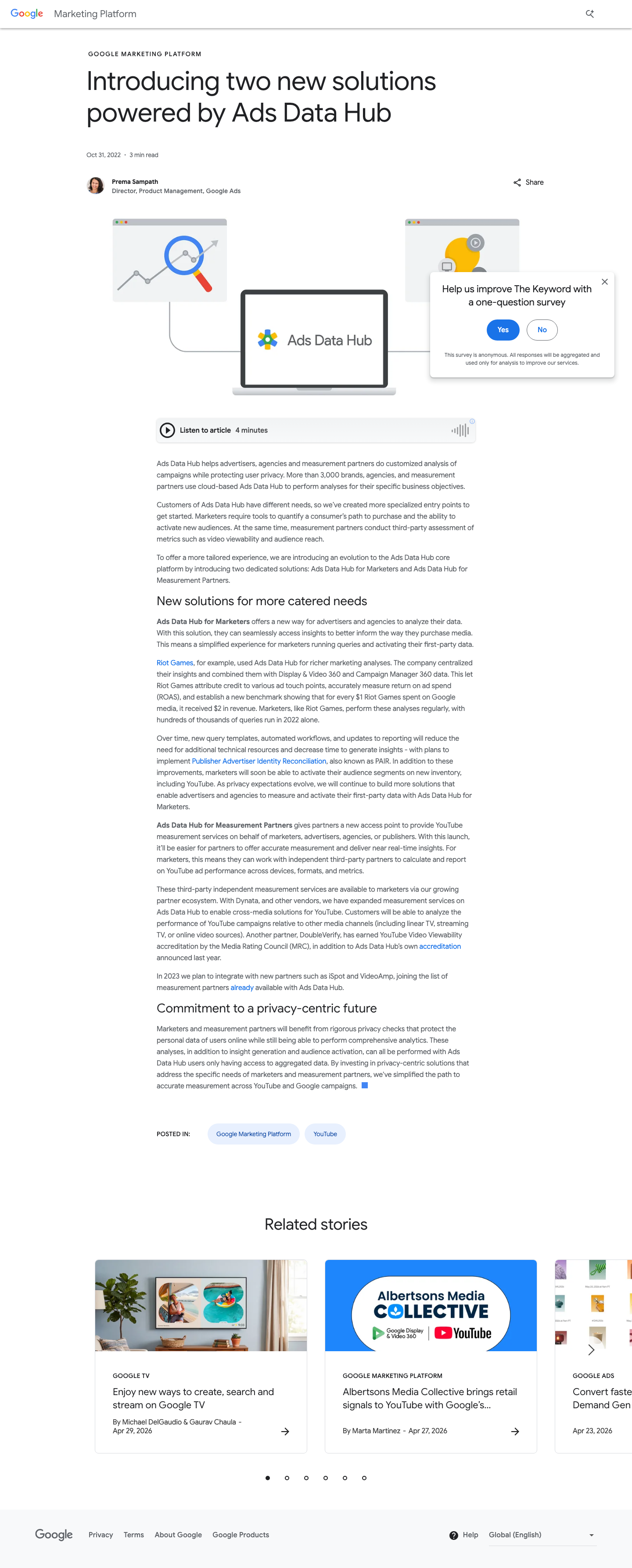 Blog Google - full page scroll