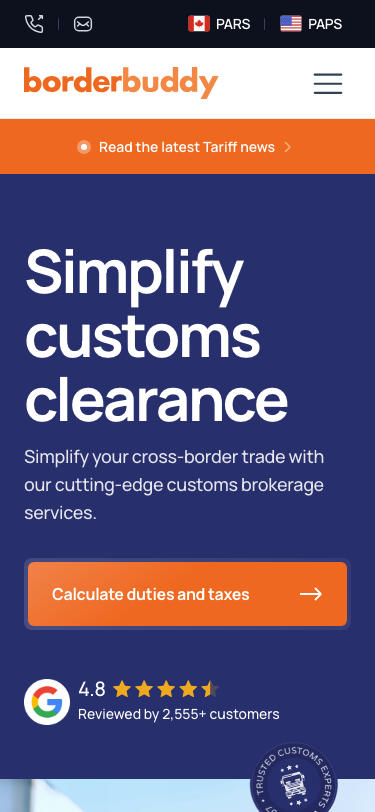 Certified Online Customs Broker | BorderBuddy - mobile