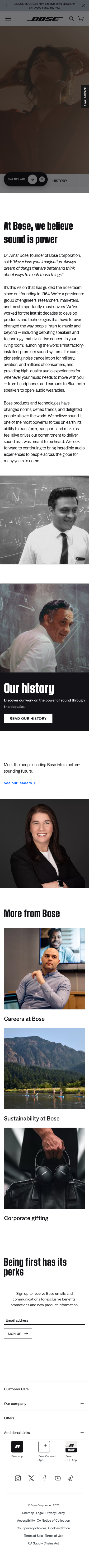 Bose — About - mobile full page