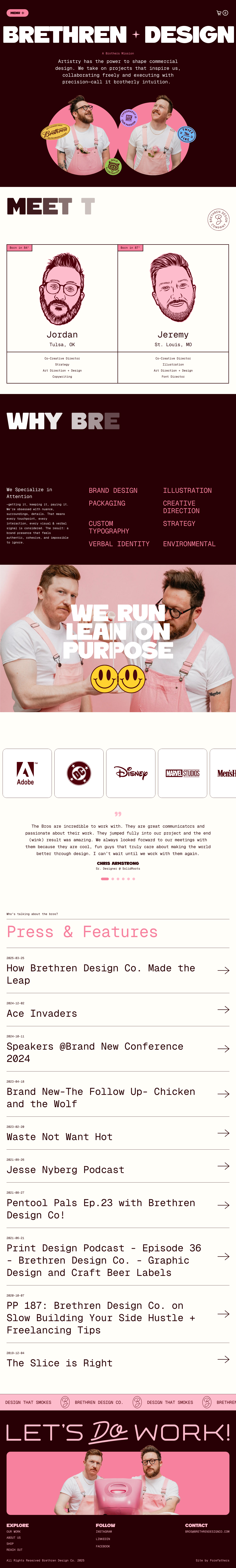 Brethren Design Co · About - full page scroll