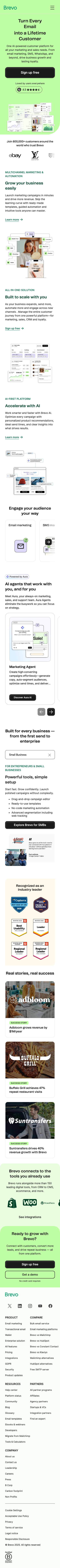 Brevo: Email & SMS Marketing, CRM & Automation Platform - mobile full page
