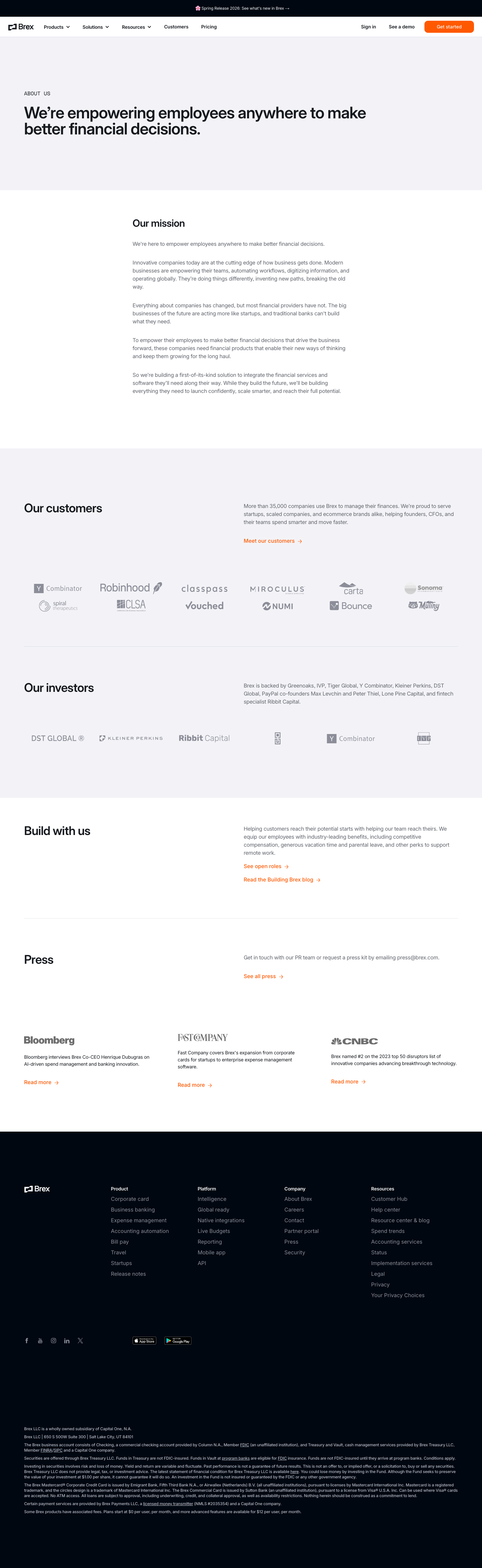 Brex — About - full page scroll