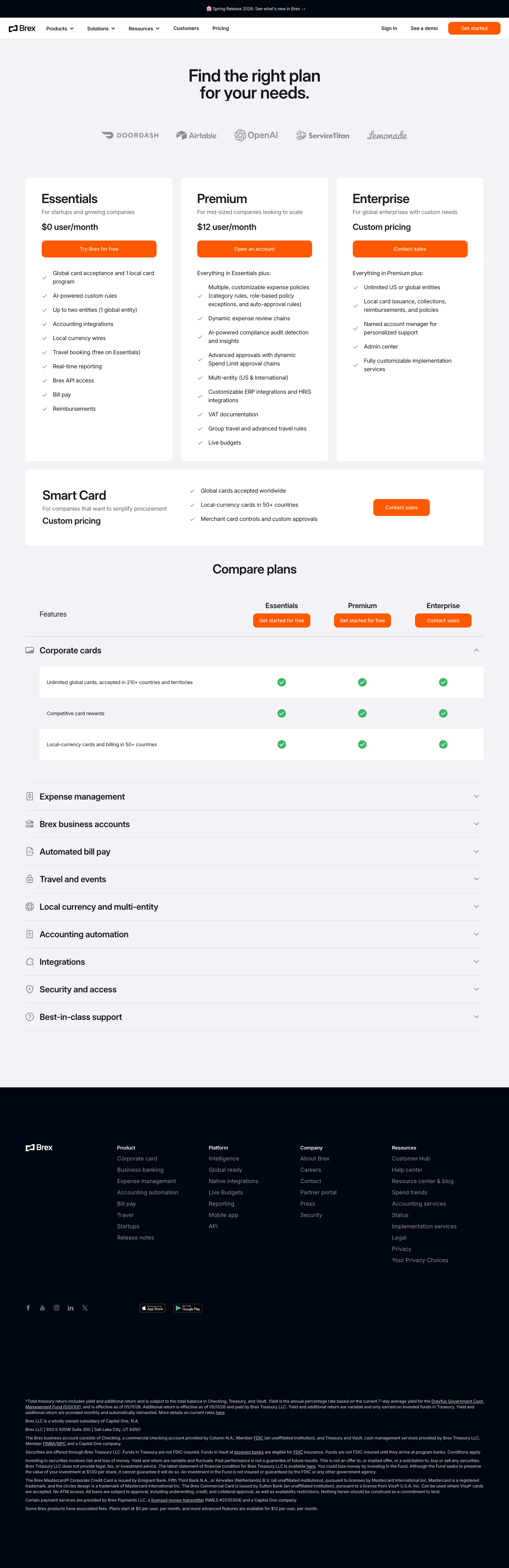 Brex — Pricing - full page scroll
