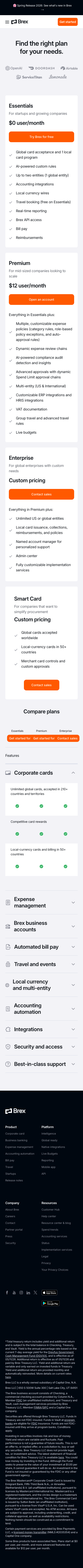 Brex — Pricing - mobile full page