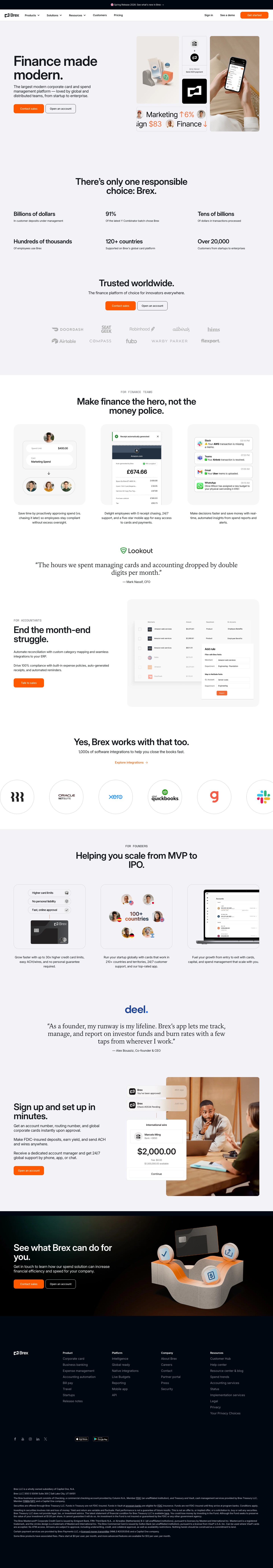 Brex — Features - full page scroll